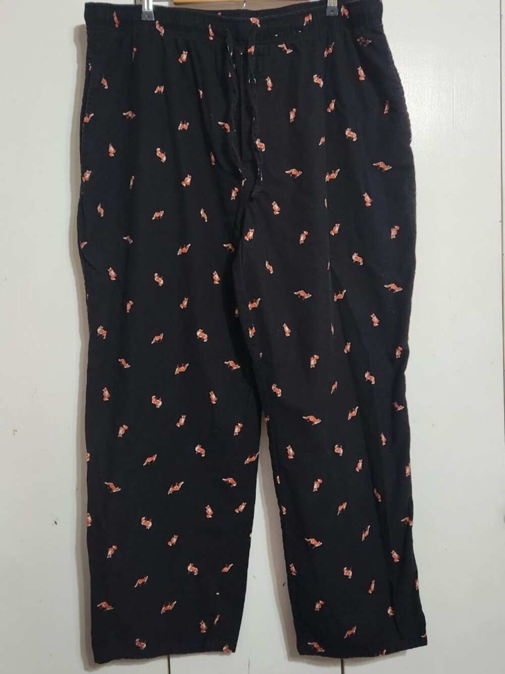 St Johns Bay Mens XXL Black Fox Flannel Pajama Pants Sleep Lounge Drawstring
